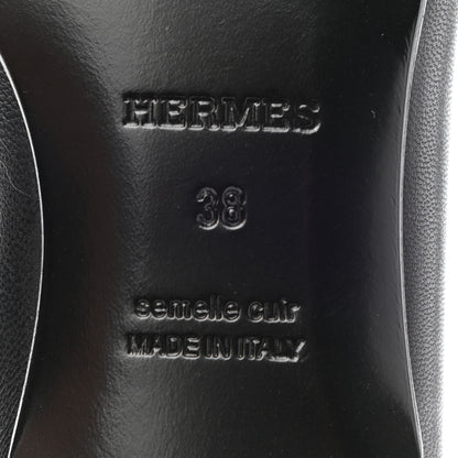 Hermes Goatskin Womens Paris Loafers 38 Black 6 of 10