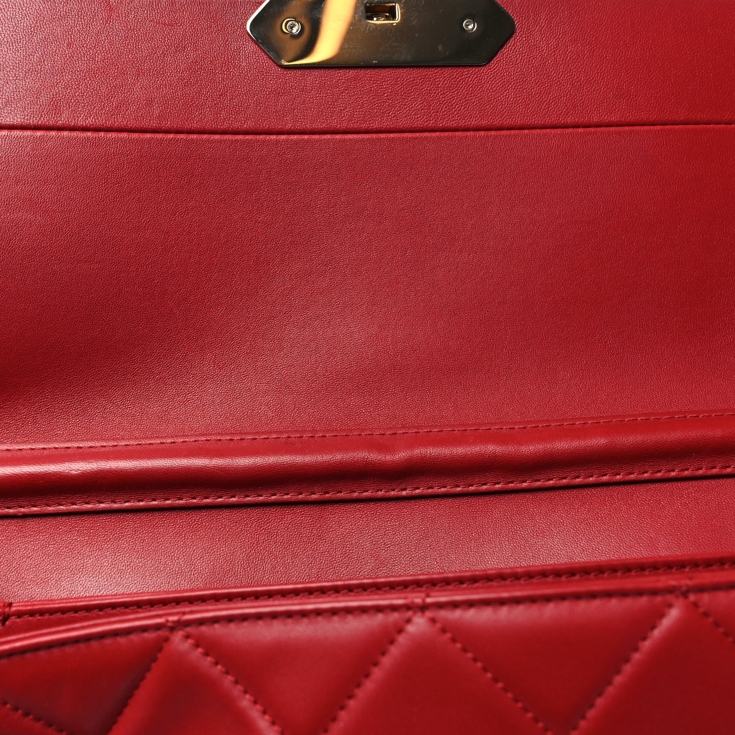 Lambskin Quilted Retro Label Clutch Red