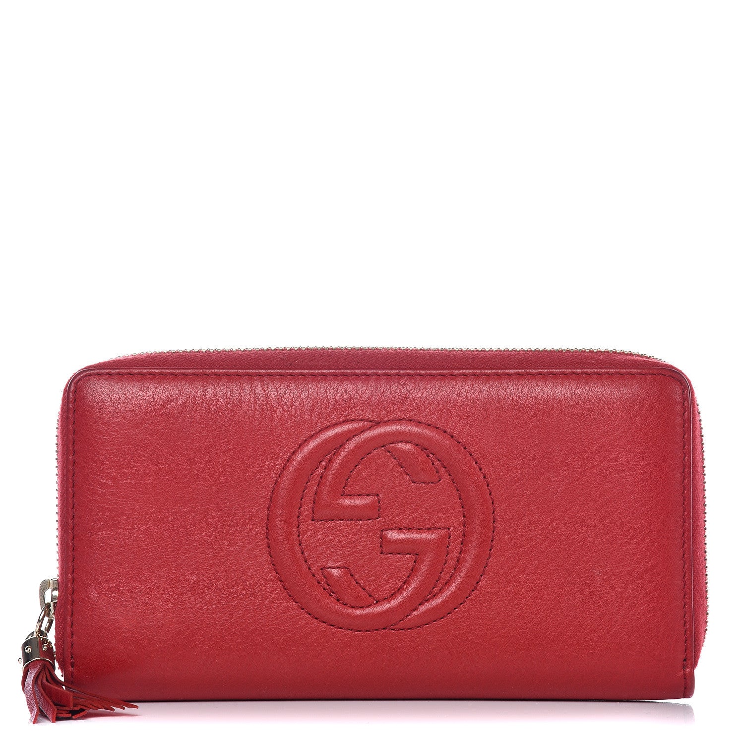 Gucci Pebbled Calfskin Soho Zip Around Wallet Red 1 of 15