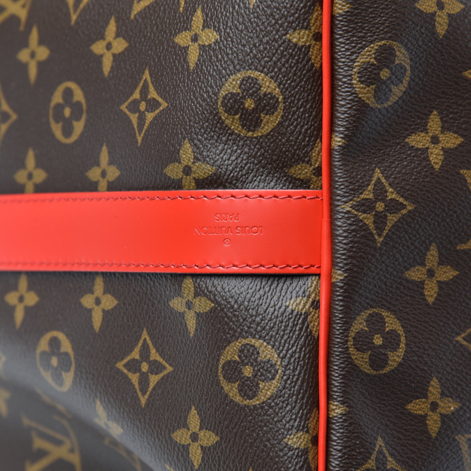 Louis Vuitton Calfskin Monogram Keepall Bandouliere 50 Coquelicot 7 of 8
