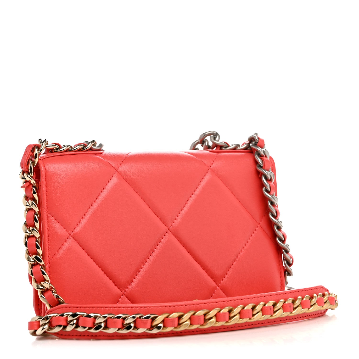 Chanel Lambskin Quilted Chanel 19 Wallet On Chain WOC Coral 3 of 13