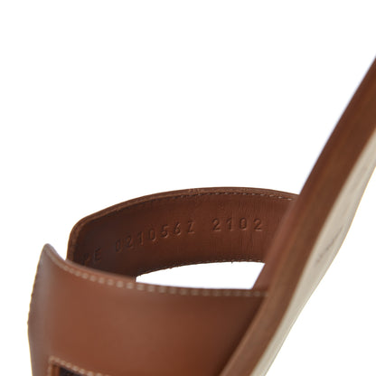 Hermes Box Calfskin Oran Sandals 39 Gold 8 of 14