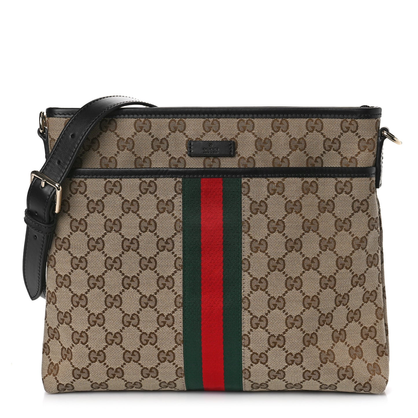 GG Monogram Web Flat Messenger Bag Black