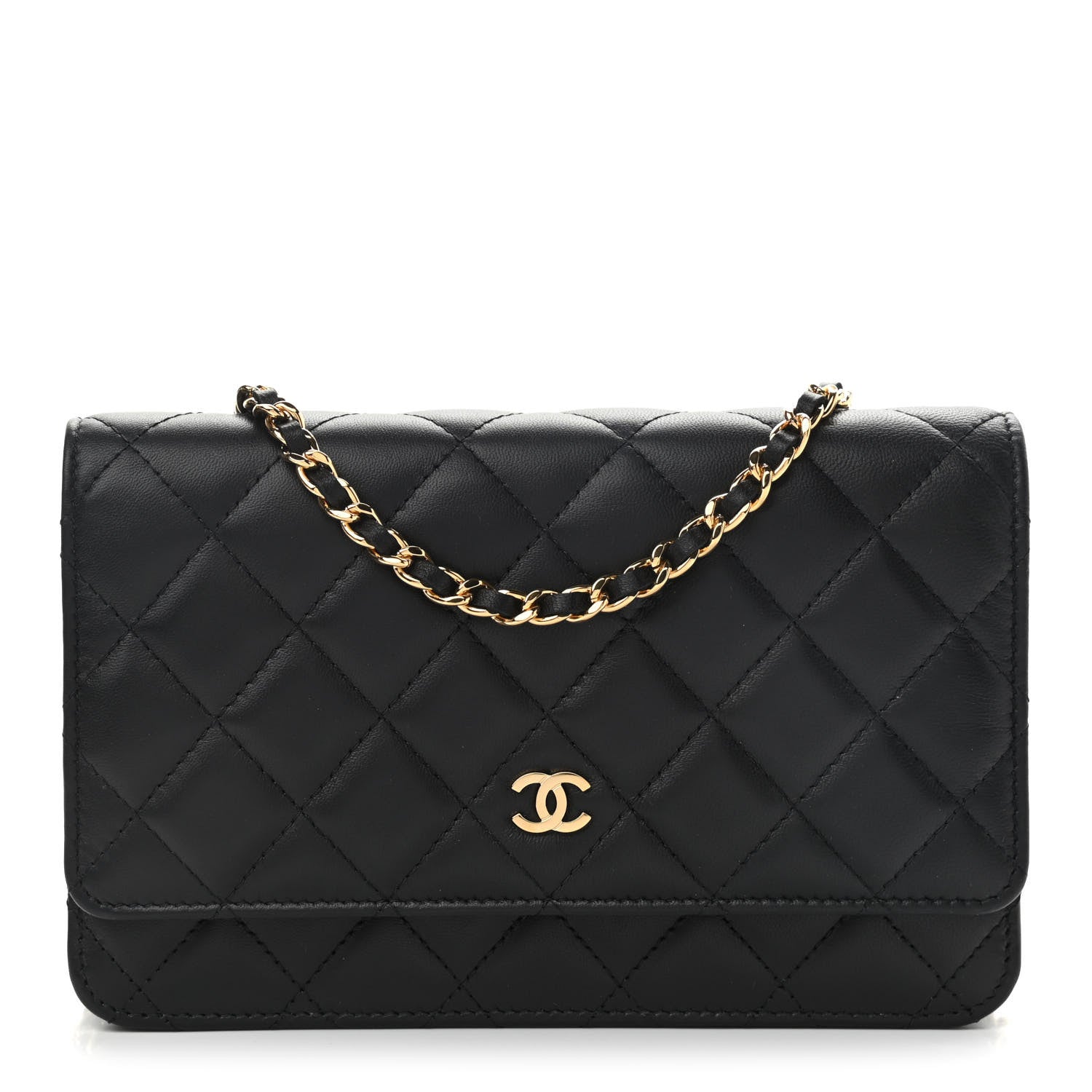 Chanel Lambskin Quilted Wallet On Chain WOC Black 1 of 15