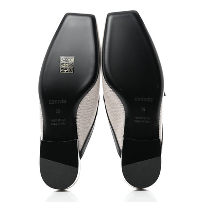 Hermes Canvas Calfskin Groupie Mules 36 Prunoir Black 5 of 9