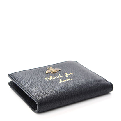 Gucci Pebbled Calfskin Animalier Card Case Wallet Black 4 of 7