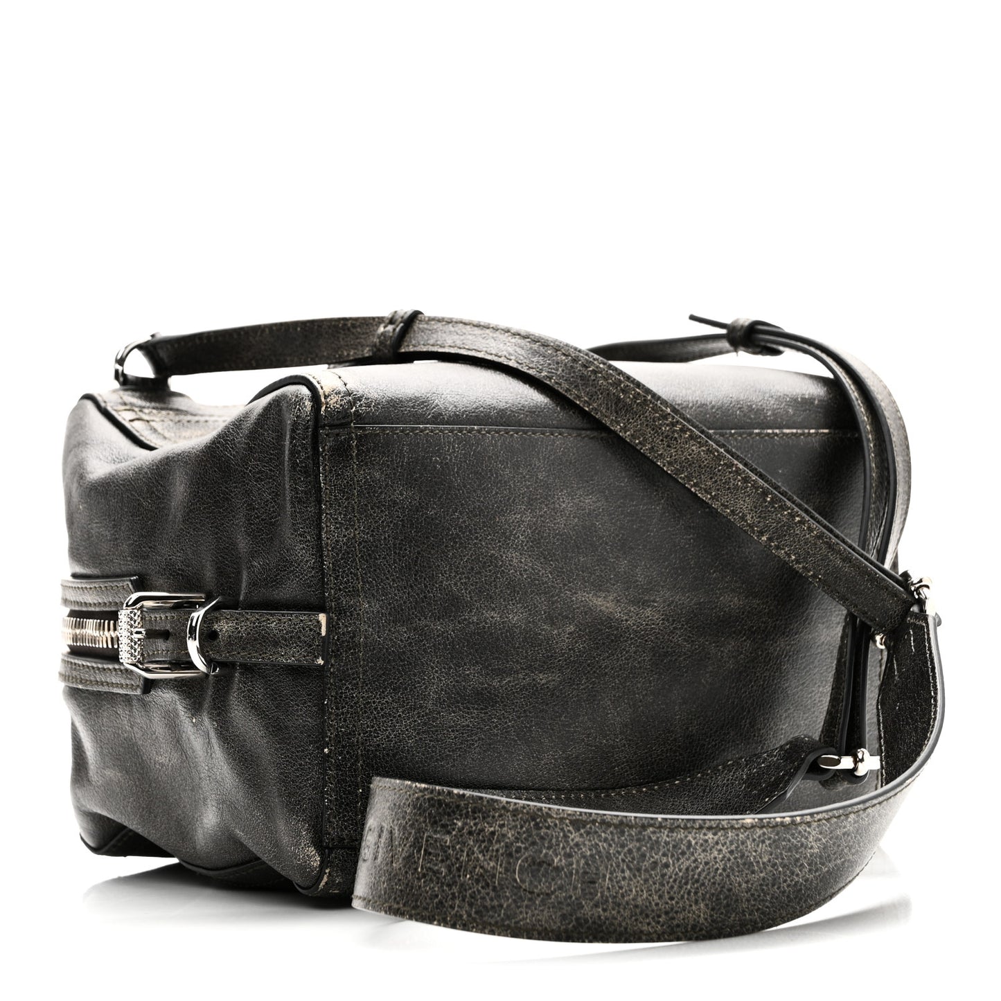 Aged Calfskin Small Pandora Mens Crossbody Black Grey