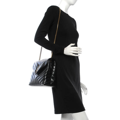 Saint Laurent Calfskin Y Quilted Monogram Medium Loulou Chain Satchel Black 2 of 10
