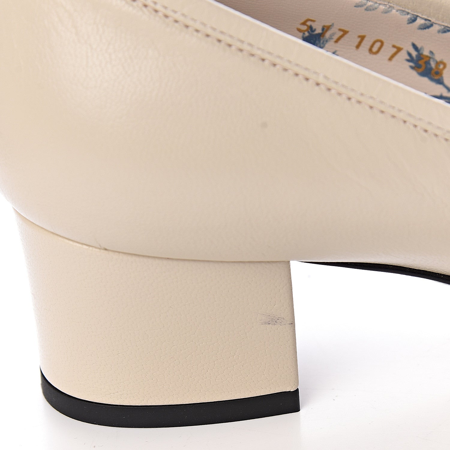 Gucci Goatskin Crystal Mid-Heel Loafer Pumps 38 Ivory 8 of 10