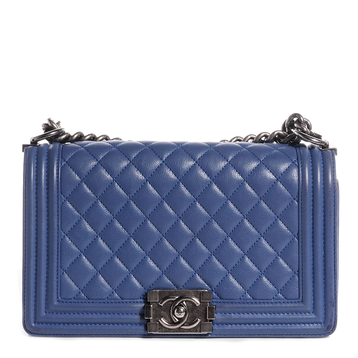 Chanel Calfskin Quilted Medium Boy Flap Blue 1 of 6