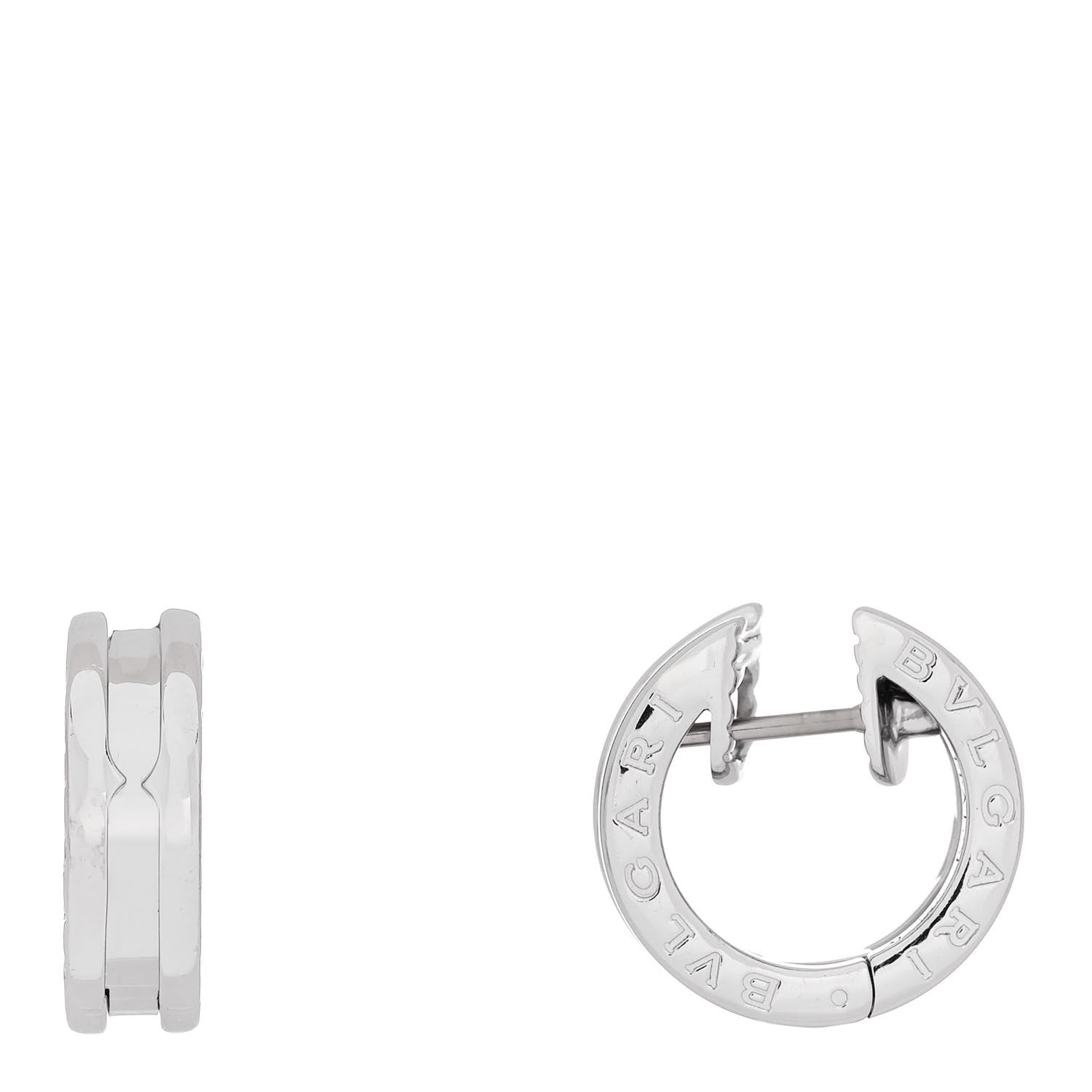 Bulgari 18K White Gold Small B.Zero1 Hoop Earrings 1 of 4