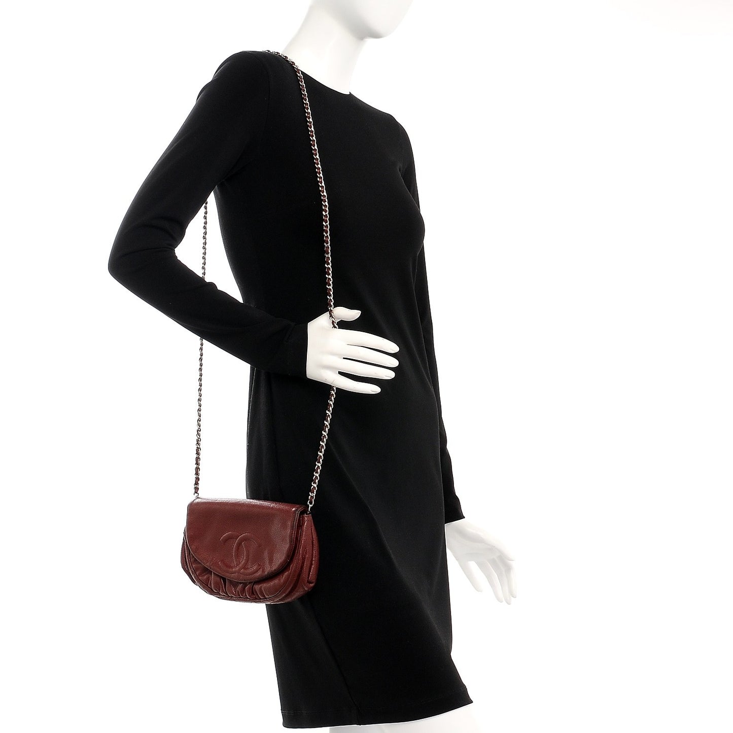 Caviar Half Moon Wallet On Chain WOC Dark Red
