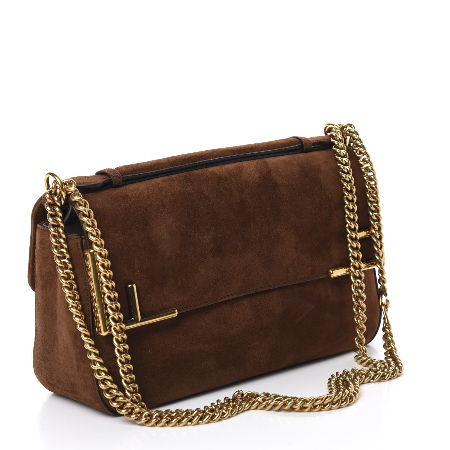 Fendi Suede Satin Double F Shoulder Bag Marrone Rosso Blue 3 of 11