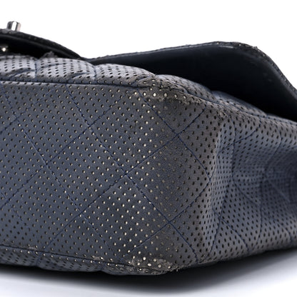 Chanel Lambskin Perforated Jumbo Single Flap Blue 10 of 15
