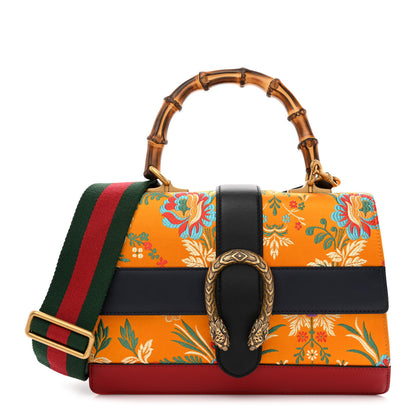 Gucci Satin Calfskin Bamboo Web Tokyo Print Medium Dionysus Top Handle Bag Giallo 1 of 12