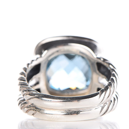 David Yurman Sterling Silver Diamond Blue Topaz 11mm Albion Ring 53 6.5 4 of 5