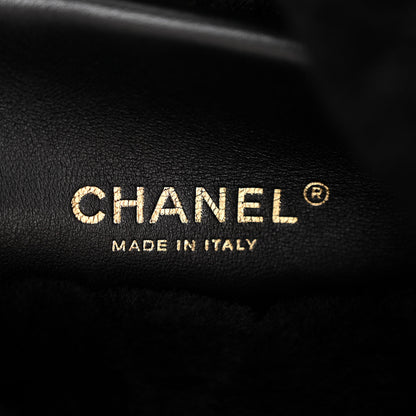 Chanel Lambskin Shearling Quilted CC Backpack Black 6 of 9