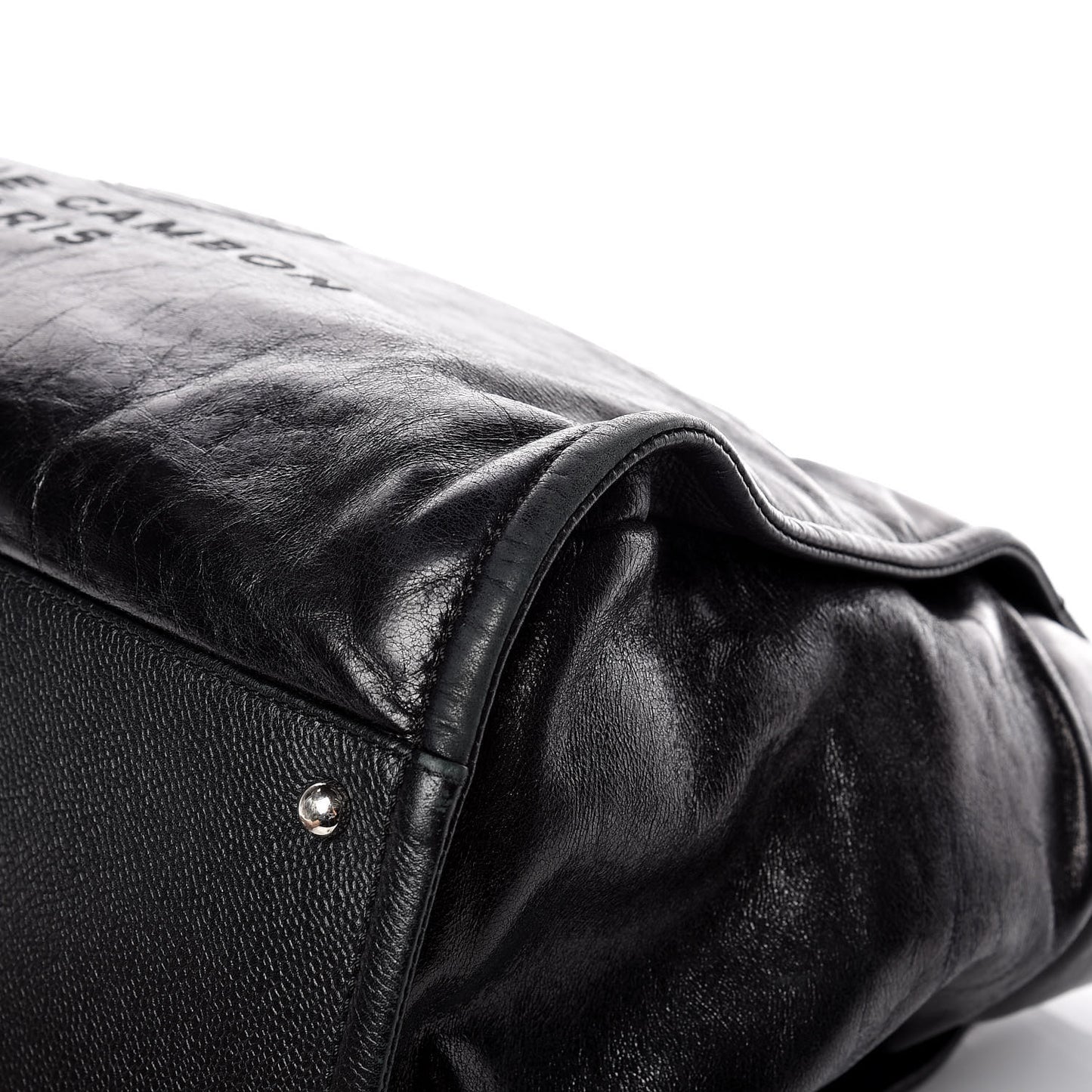 Glazed Calfskin Large Deauville Tote Black