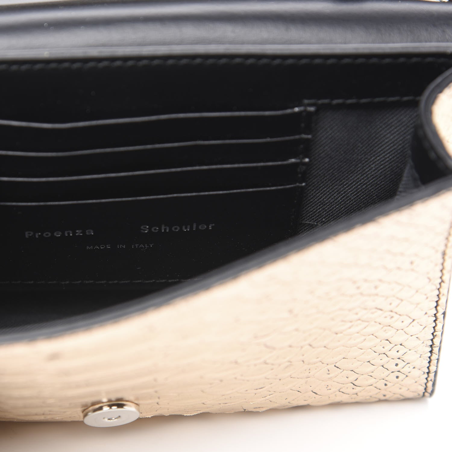 Proenza Schouler Metallic Python Calfskin Embossed PS11 Wallet With Strap Rose Gold 5 of 9