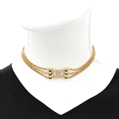 Chanel Crystal CC Heart Link Multi Strand Choker Necklace Gold 2 of 6