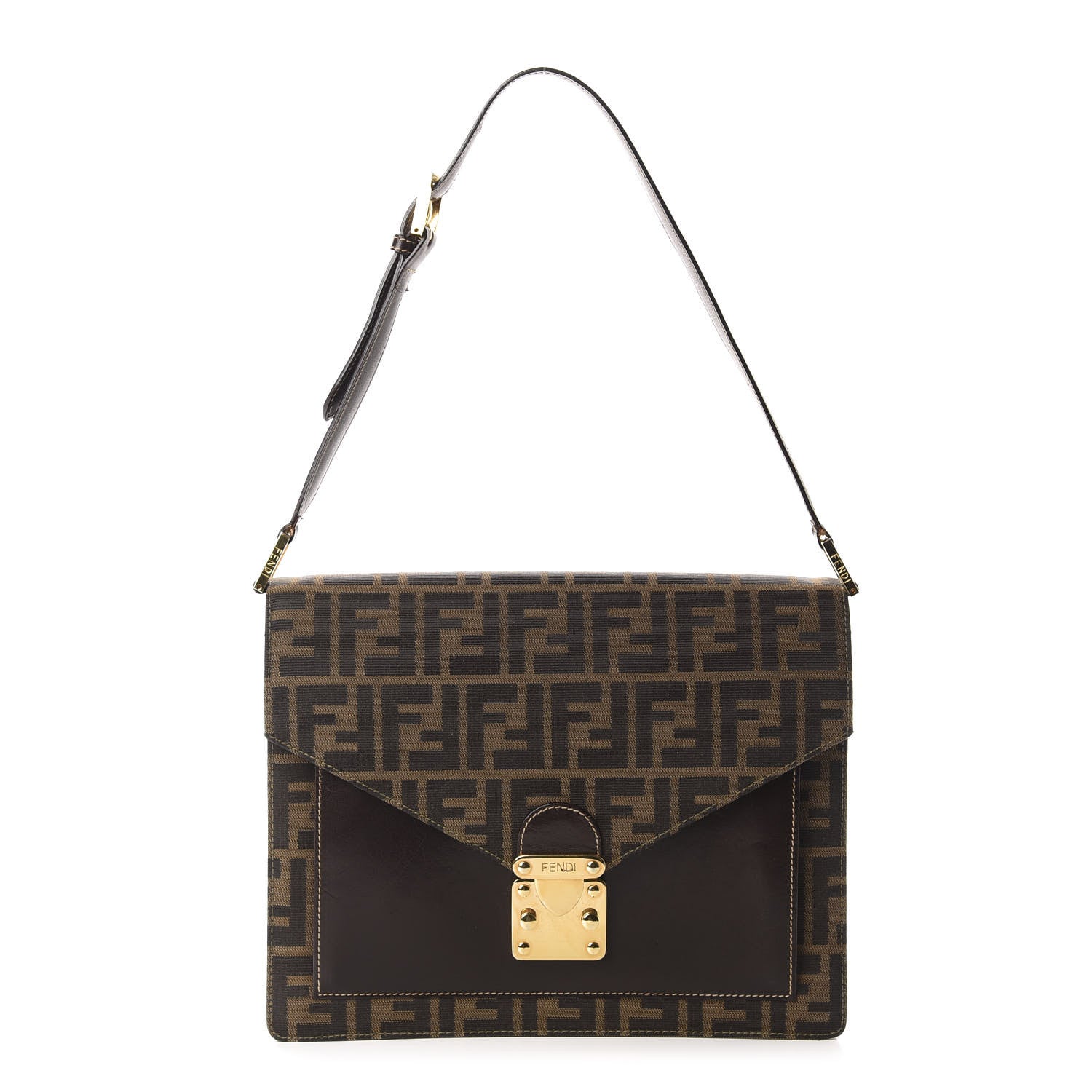 Fendi Zucca Calfskin Flap Tobacco Moro 1 of 9