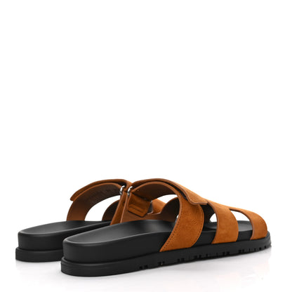 Hermes Suede Goatskin Womens Chypre Sandals 39 Naturel 4 of 8