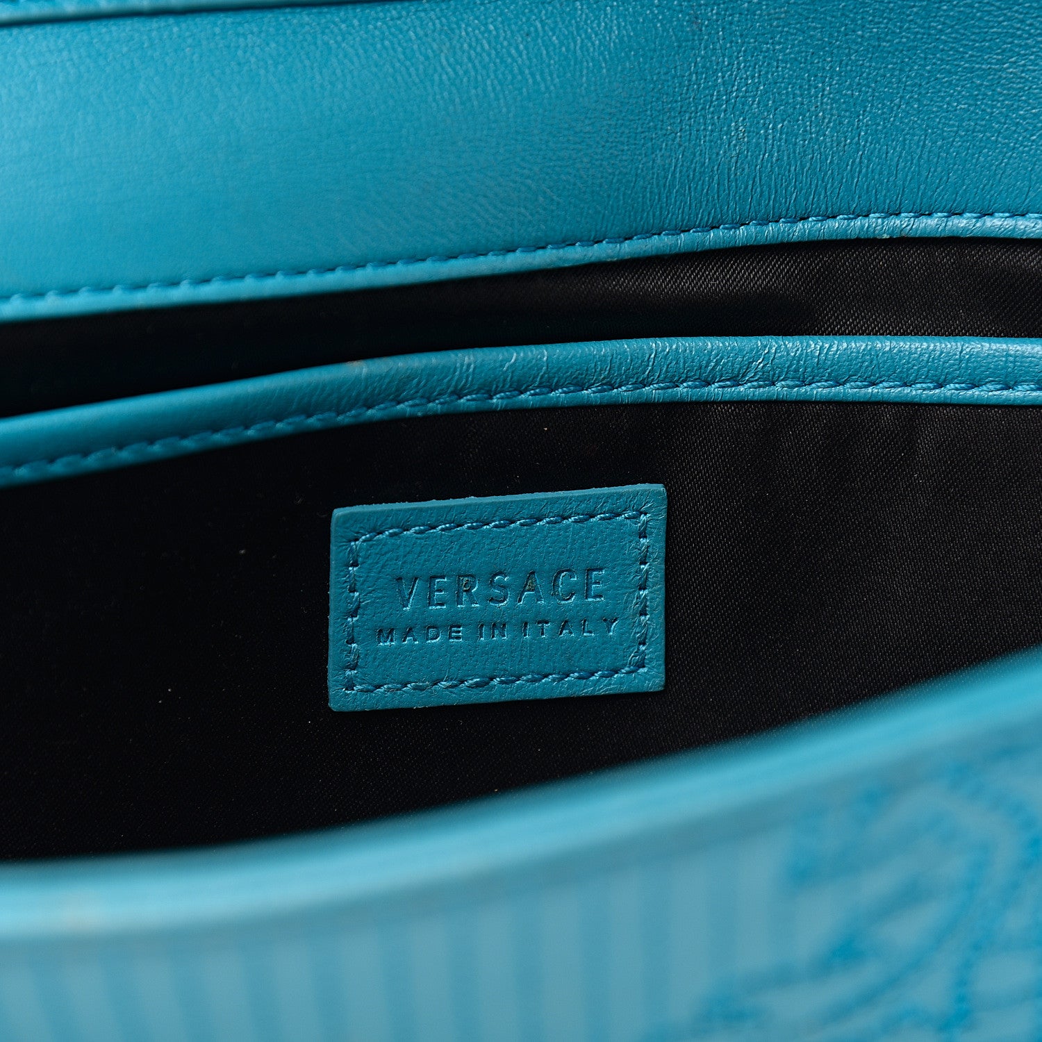 Versace Nappa Barocco Quilted Chain Clutch Blue 5 of 10