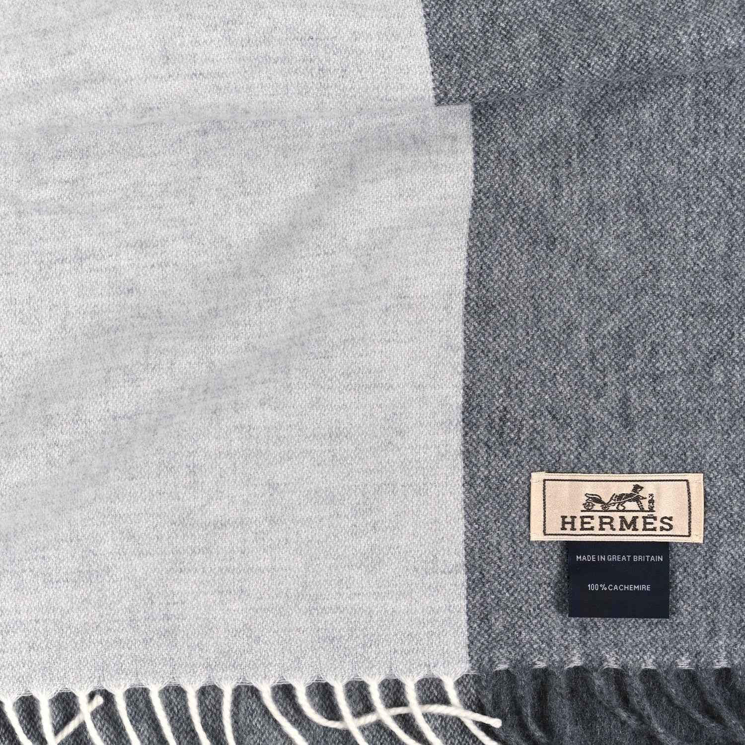 Hermes Cashmere Summerblock Muffler Anthracite Gris Chine 3 of 3