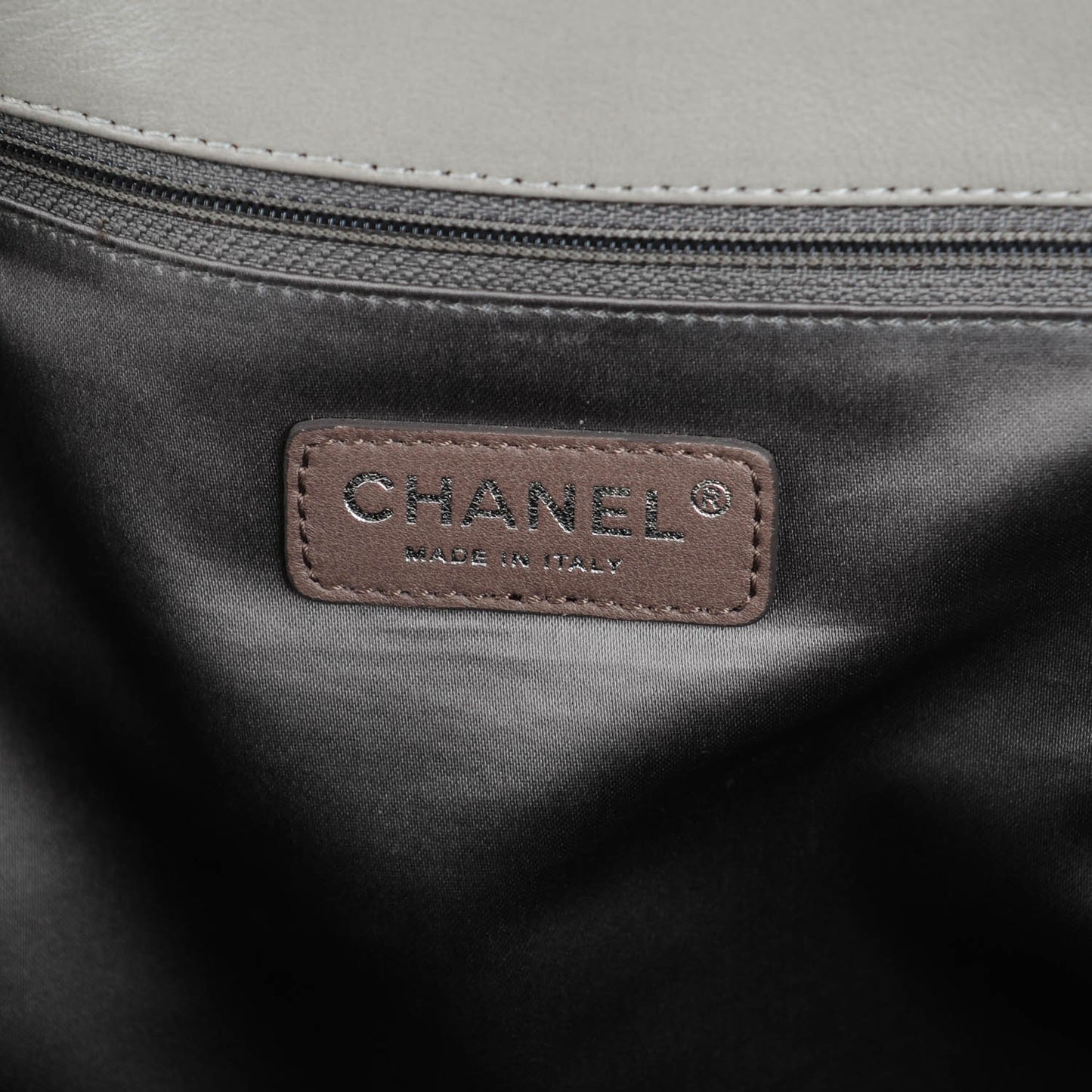 Glazed Lambskin Quilted North South Large Tote Grey