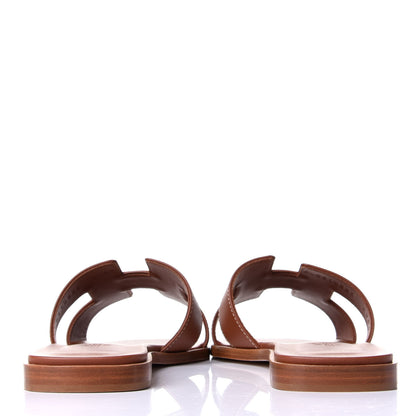 Hermes Box Calfskin Oran Sandals 39 Gold 6 of 11