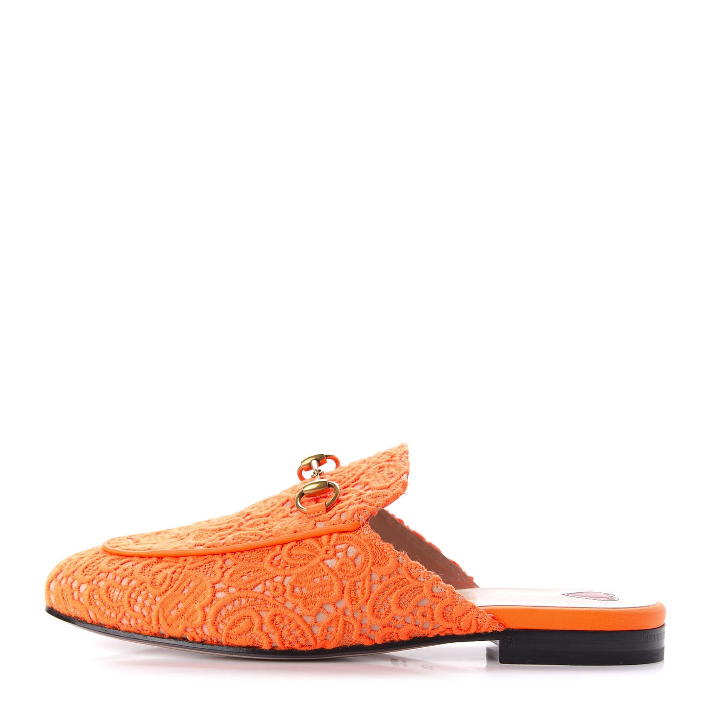 Lace Malaga Kid Womens Princetown Slippers 37.5 Orange Fluo Skin Rose