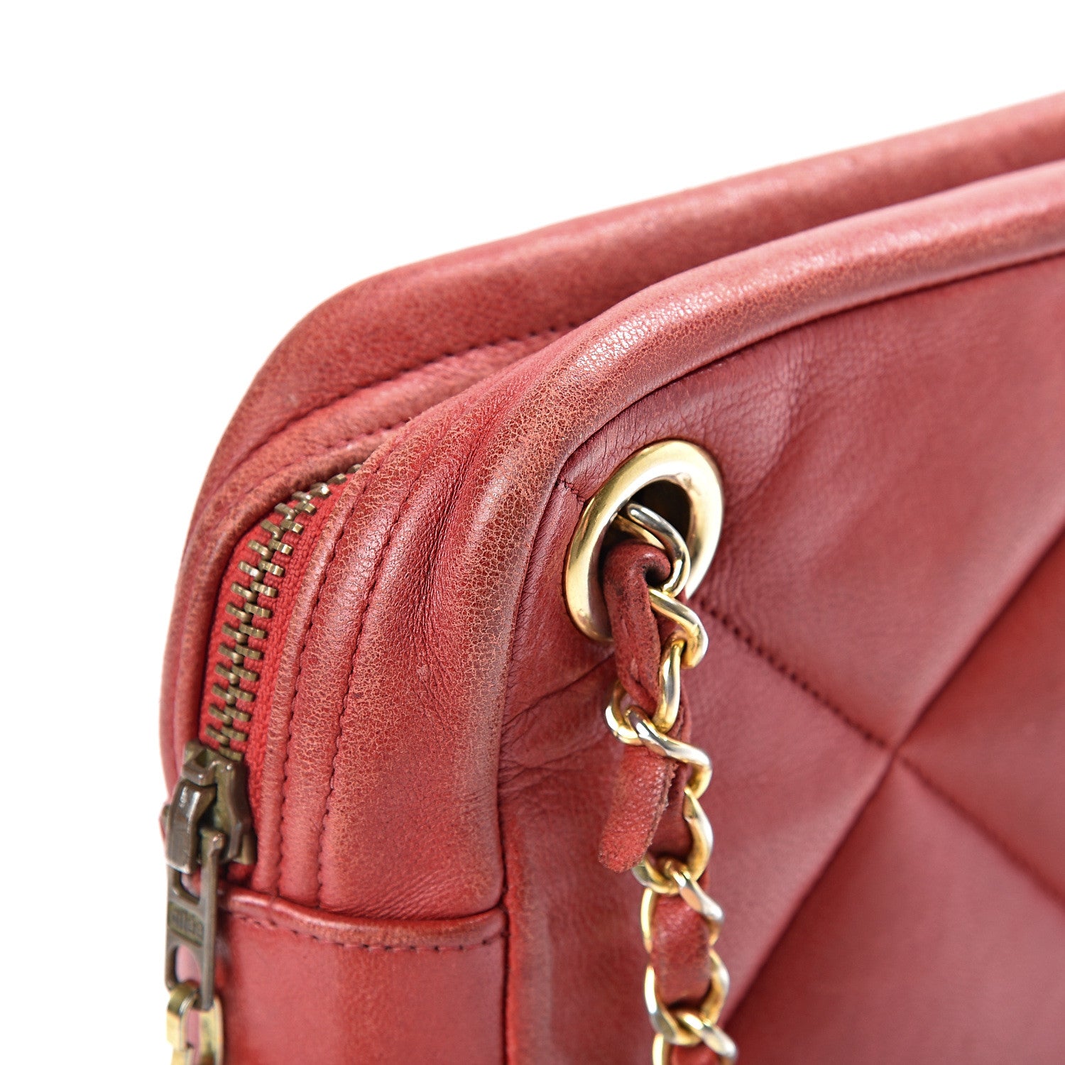 Chanel Lambskin Quilted Crossbody Red 22 of 24