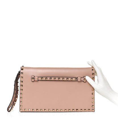 Valentino Garavani Nappa Rockstud Wristlet Clutch Soft Noisette 2 of 12