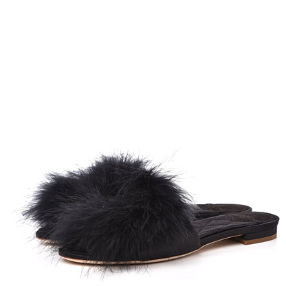 Louis Vuitton Fur Crystal LV Marilyn Flat Mule 38 Black 3 of 9