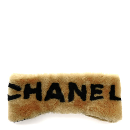Chanel Dyed Shearling CC Headband Brown Black 1 of 4