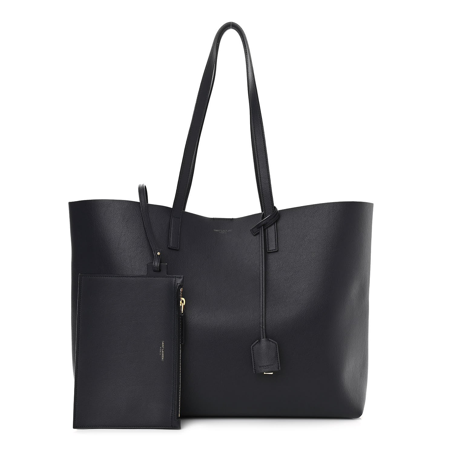Saint Laurent Calfskin Large Shopping Tote Deep Marine 1 of 11