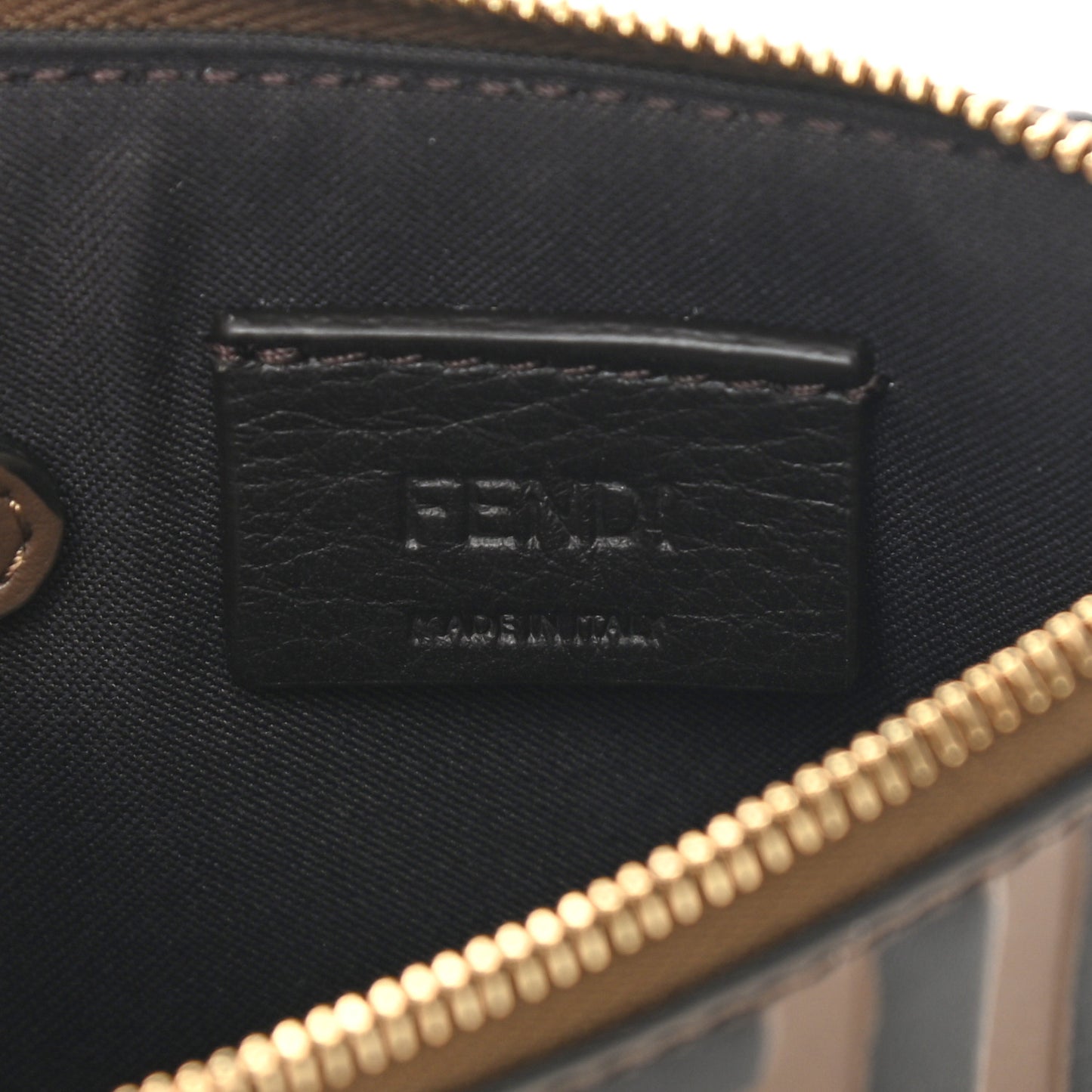 Vitello Soft F is Fendi Bi-Color FF 1974 Embossed Key Case Pouch Maya Black