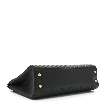 Chanel Shiny Sheepskin Chevron Quilted Collar and Tie Flap Black 4 of 10