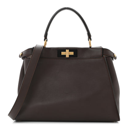 Fendi Vitello Seta Shiny Nappa Medium Peekaboo Iconic Satchel Moresco Rosa Doll 1 of 12