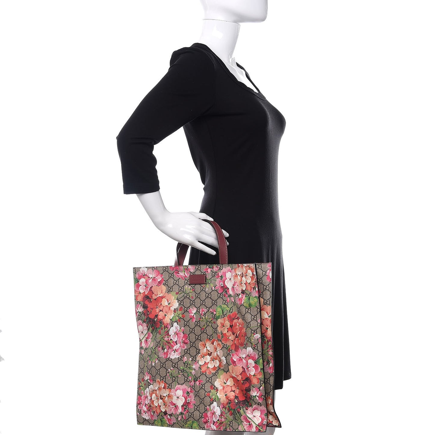 Soft GG Supreme Monogram Blooms Vertical Tote Beige Multicolor Dry Rose
