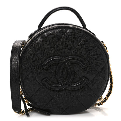 Chanel Caviar Quilted Small Round Vanity With Chain Black 1 of 10