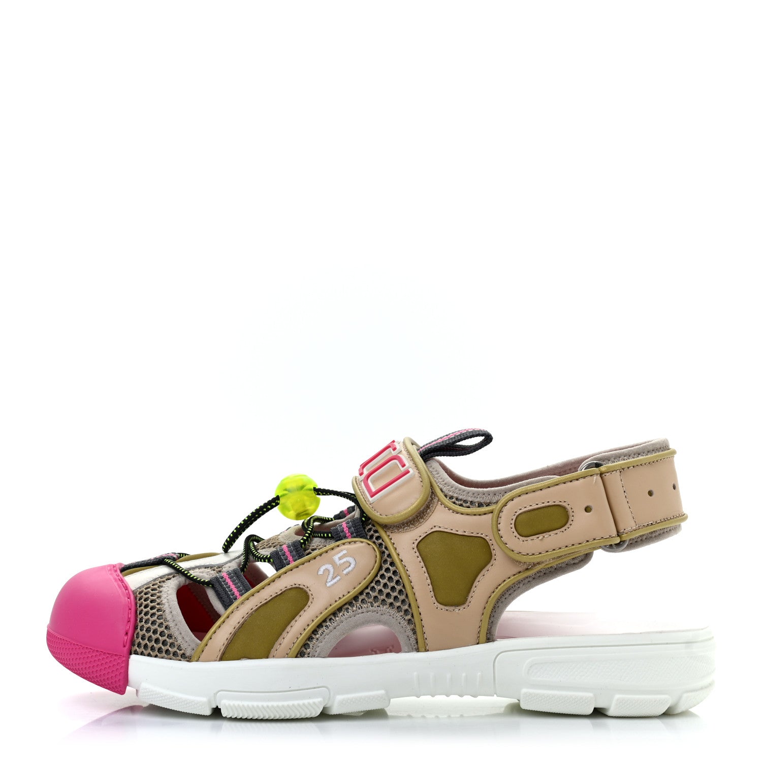 Gucci Mesh Fabric Tinsel Sport Sandals 40.5 Loess Sand Box Pink 1 of 6