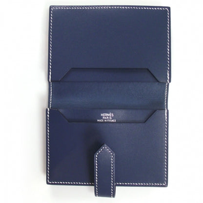 Hermes Leather Bearn Card Holder Bleu 7 of 7