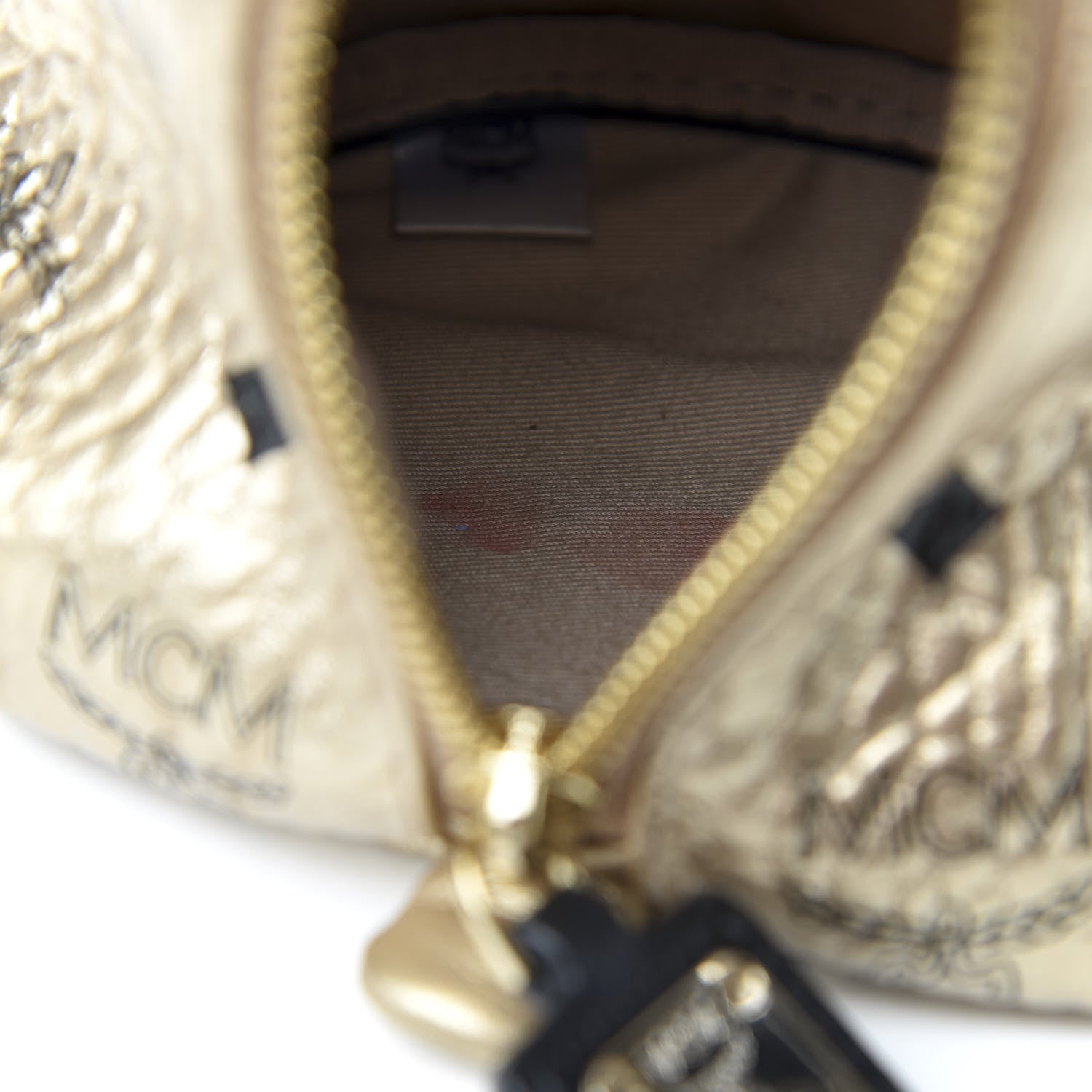 MCM Calfskin Visetos Bear Zoo Doll Backpack Gold 4 of 9