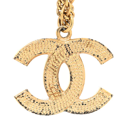 Chanel Metal Textured CC Pendant Necklace Gold 6 of 6
