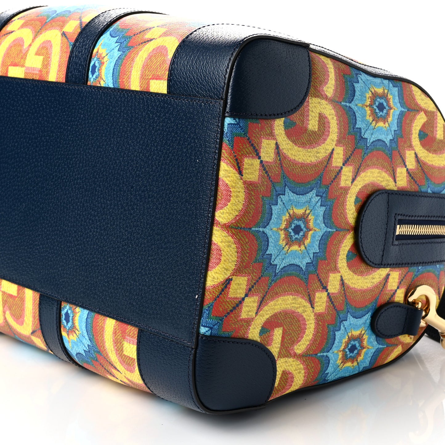 GG Supreme Kaleidoscope Calfskin Script Logo Gucci 100 Carry-On Duffle Bag Blue Orange Multicolor Blue Agata
