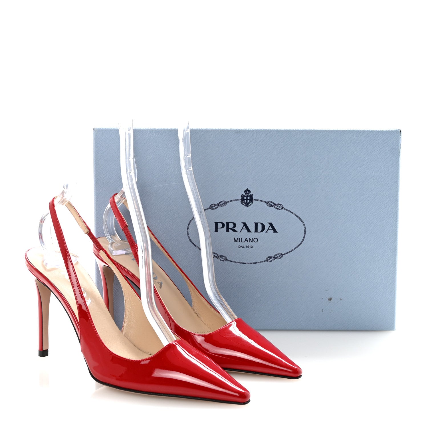 Prada Patent Logo Slingback Pumps 35.5 Red 1874043 – FASHIONPHILE