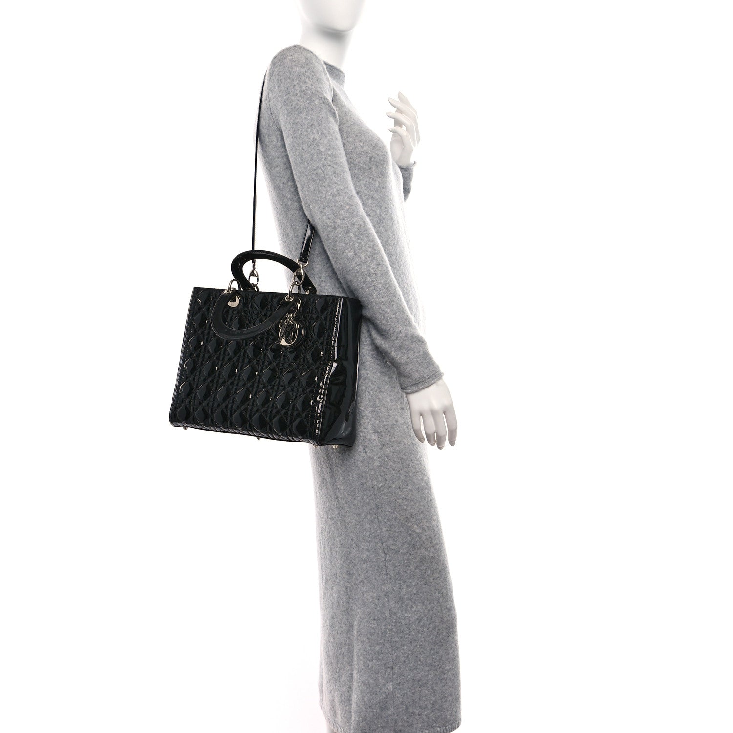 Christian Dior Patent Cannage Large Lady Dior Black 2 of 10