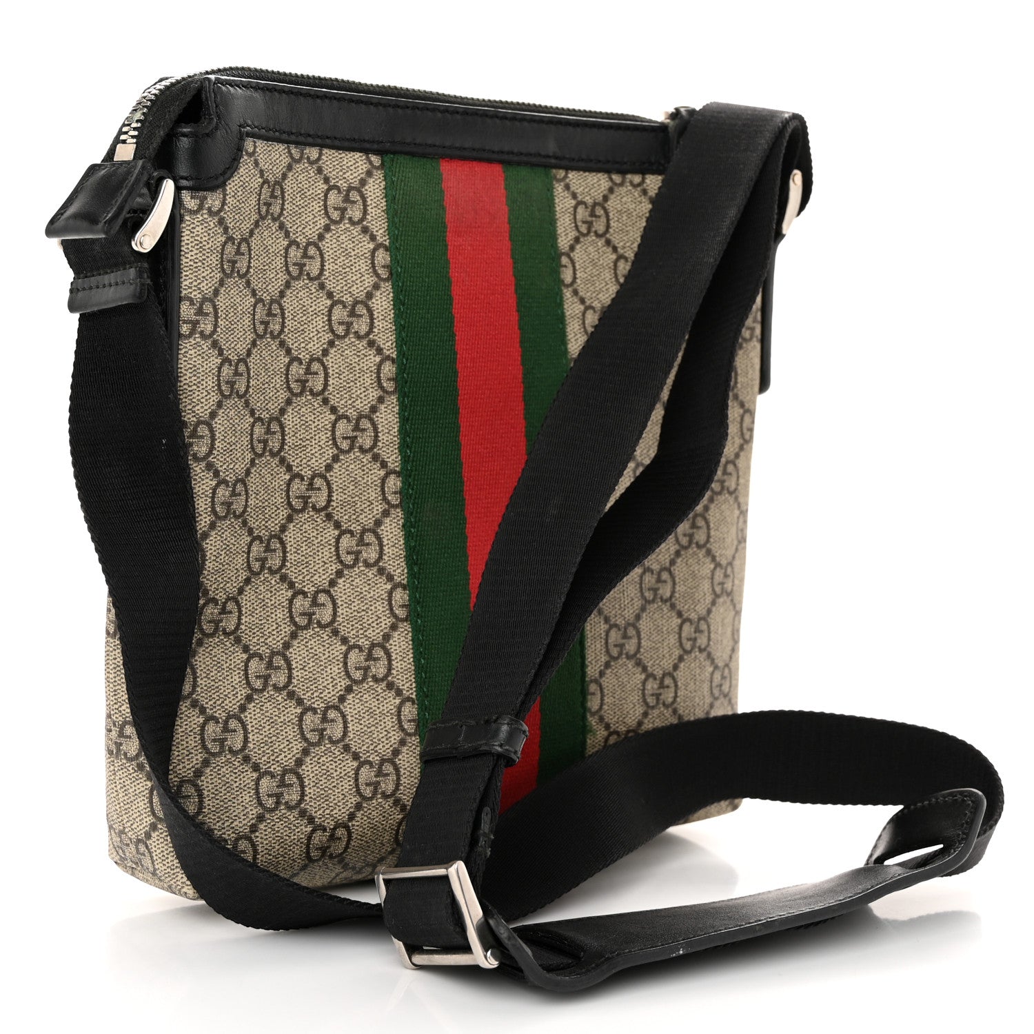 Gucci GG Supreme Monogram Web Messenger Bag Black 3 of 10