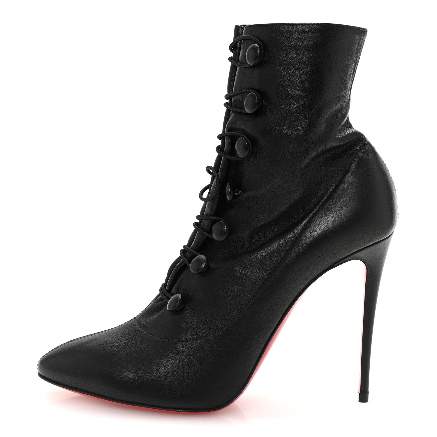 Christian Louboutin Calfskin French Tutu Button Ankle Boot  38 Black 1 of 9